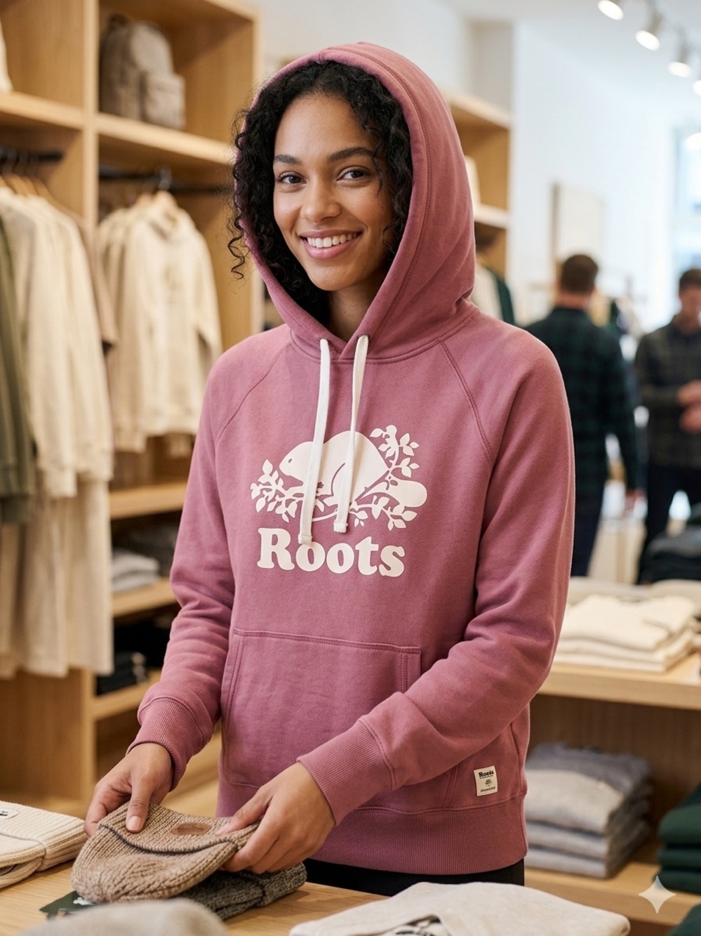 Roots Mauve/Pink Logo Hoodie Sweater